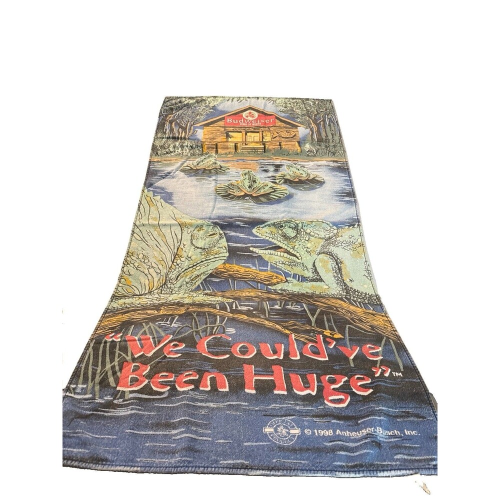 Vintage 1990s Budweiser Lizards Beach Towel "We Could've Been Huge" 55x27 RARE